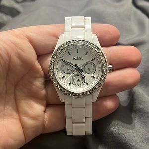 White Fossil Watch. Worn, no box, no extra links